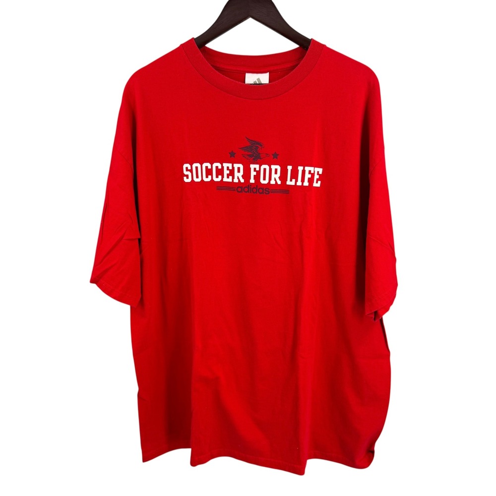 Adidas Soccer For Life Mens XL Red Graphic T-Shirt Short Sleeve Cotton Tee